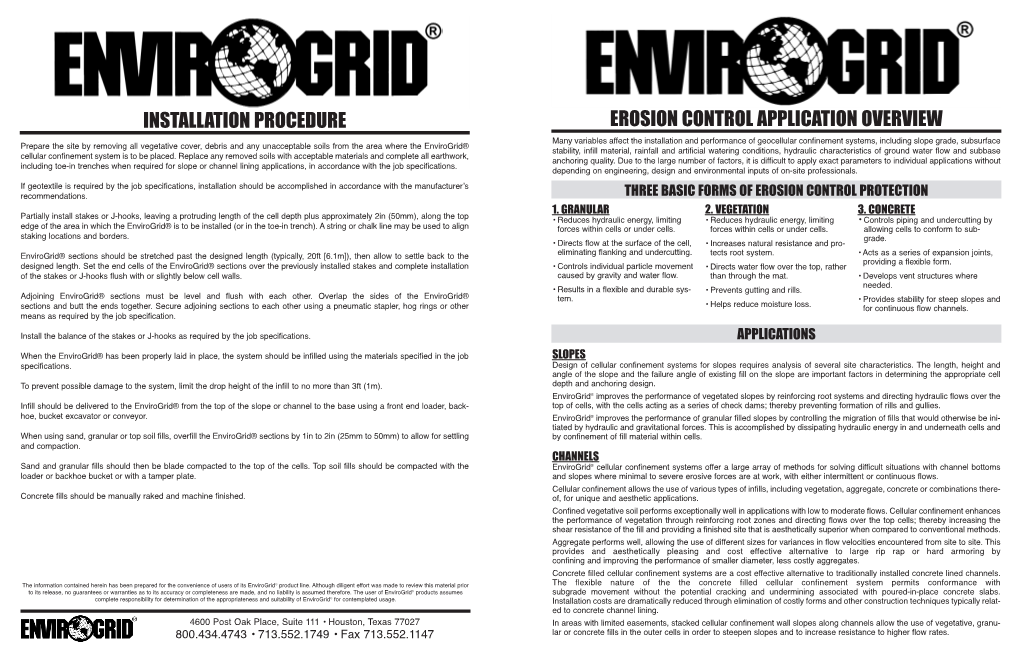 Erosion Control Application Overview