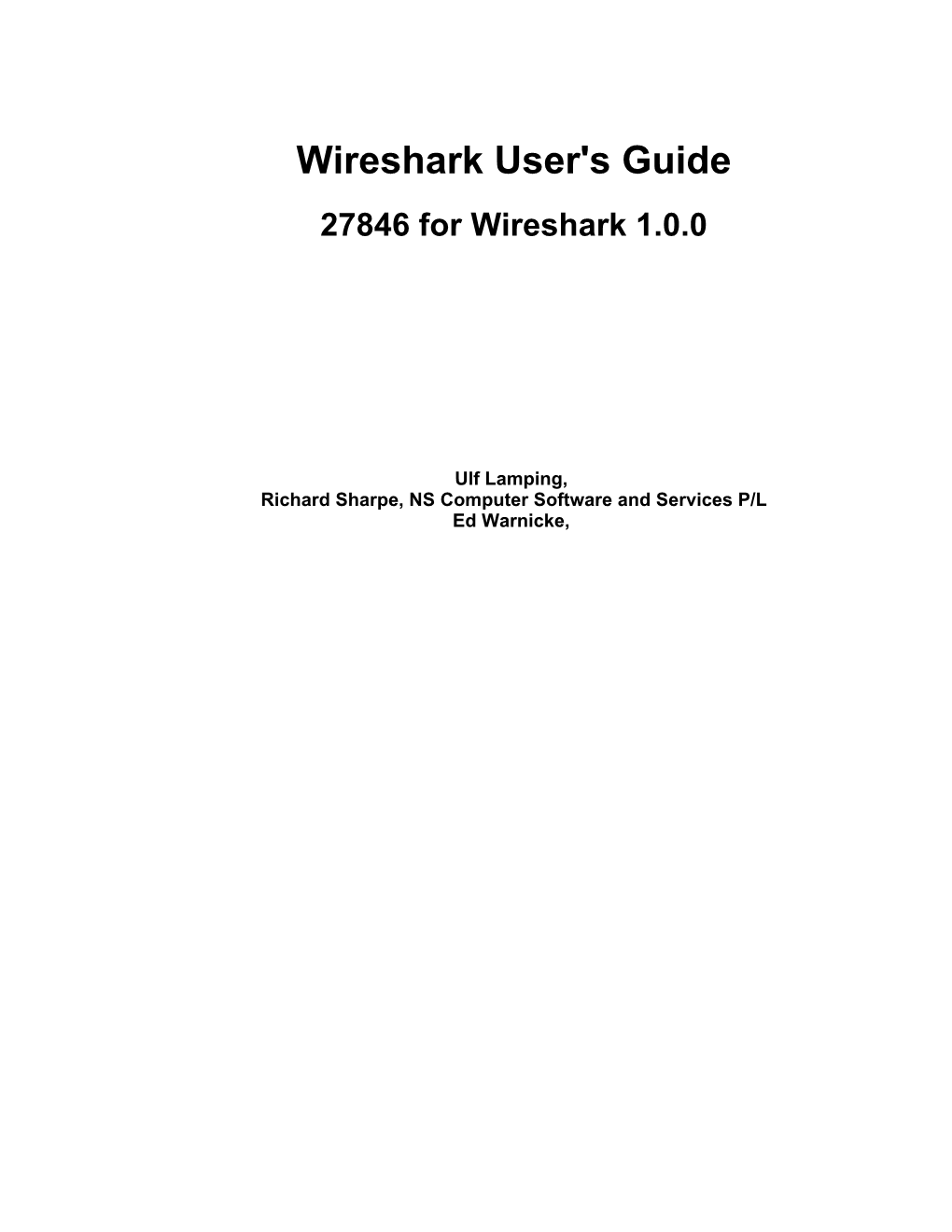 Wireshark User's Guide 27846 for Wireshark 1.0.0