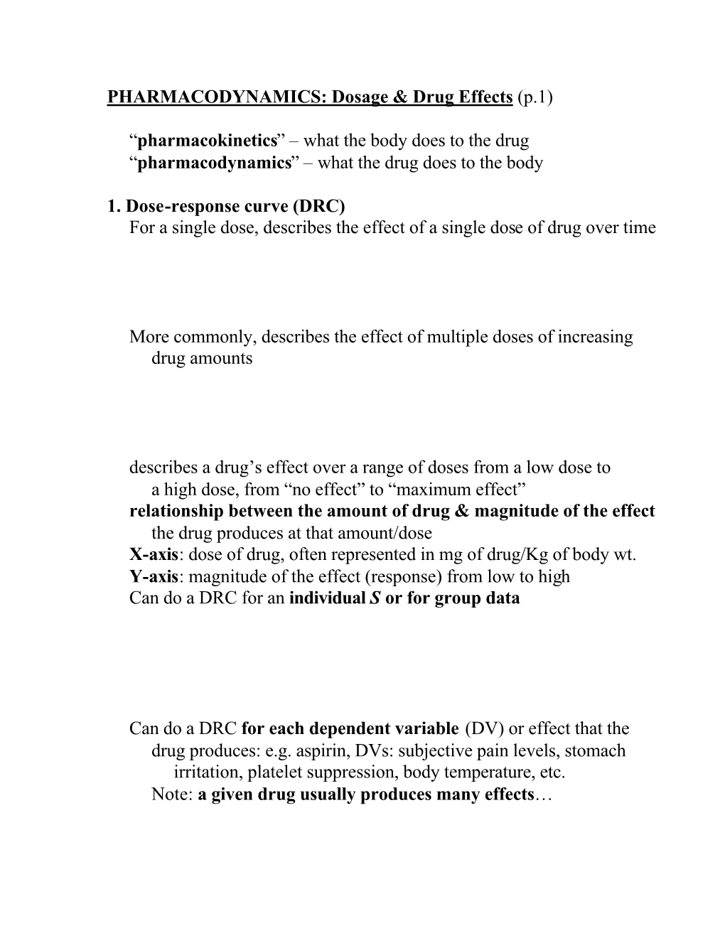 PHARMACODYNAMICS: Dosage & Drug Effects (P.1