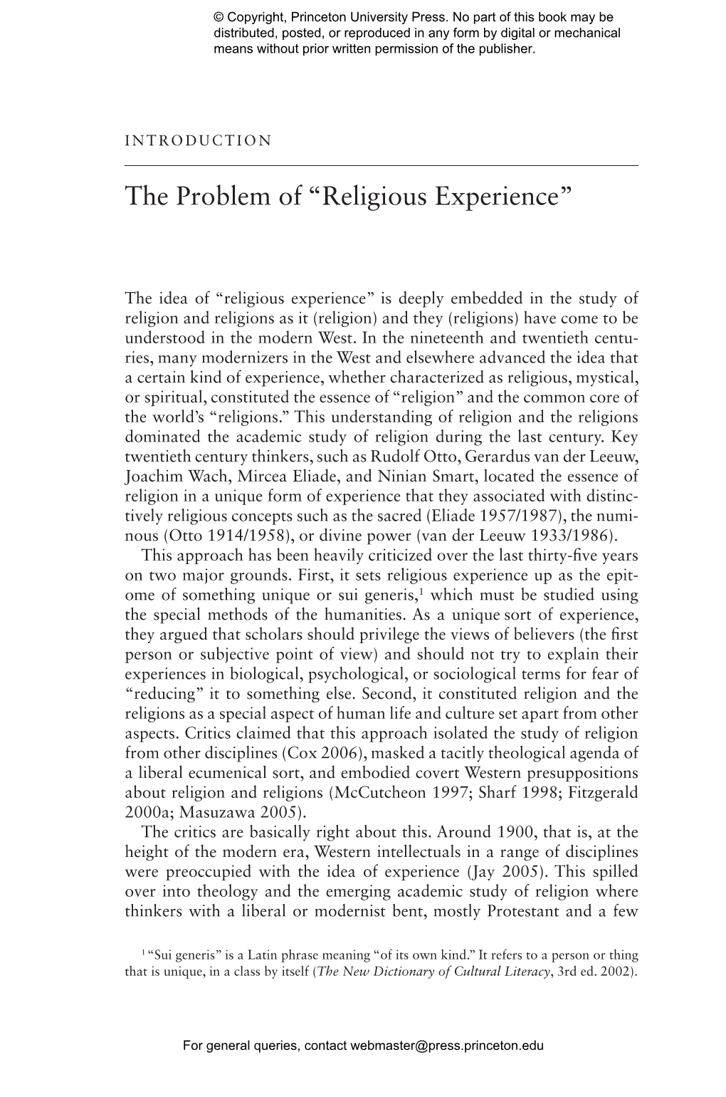 The Problem of “Religious Experience”