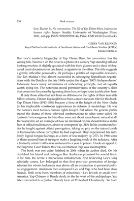 Lev, Daniel S., No Concessions: the Life of Yap Thiam Hien, Indonesian Human Rights Lawyer