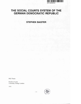 The Social Courts System of the German Democratic Republic