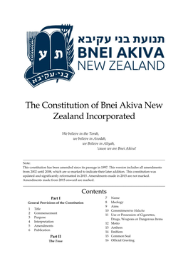 The Constitution of Bnei Akiva New Zealand Incorporated