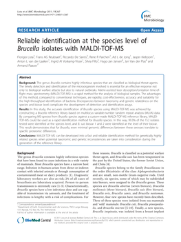 Reliable Identification at the Species Level of Brucella Isolates With