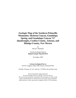 Geologic Map of the Southern Peloncillo Mountains-Report