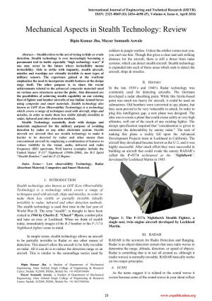 Mechanical Aspects in Stealth Technology: Review