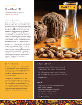 Brazil Nut Oil Bertholletia Excelsa Seed Oil ORGANIC + WILD HARVEST