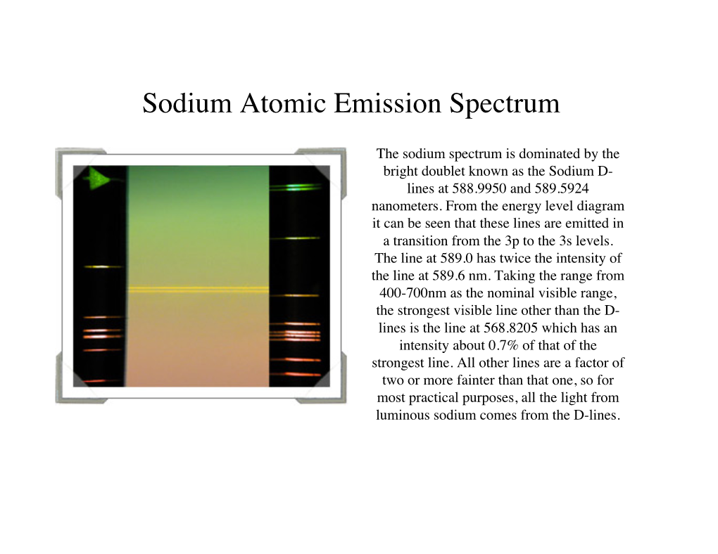 Sodium Atomic Emission Spectrum Docslib 