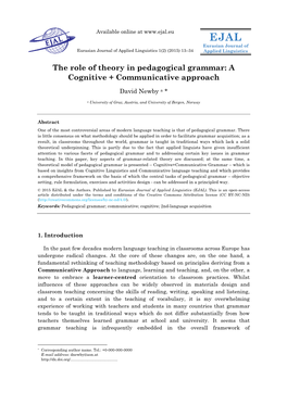 The Role of Theory in Pedagogical Grammar: a Cognitive+