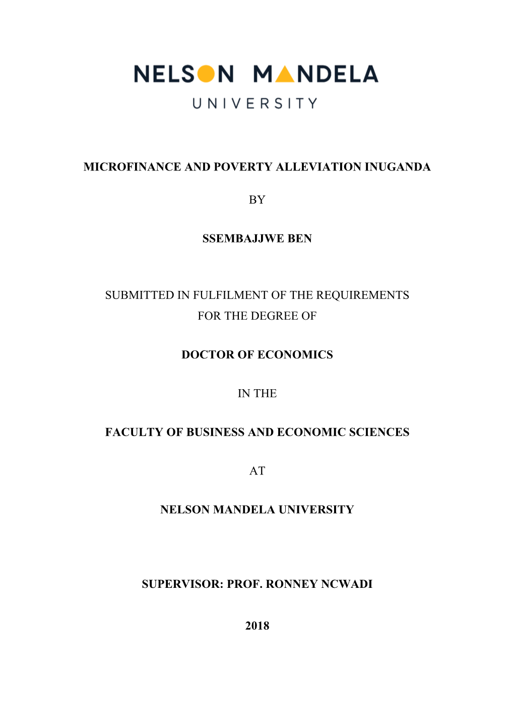 Microfinance and Poverty Alleviation Inuganda By