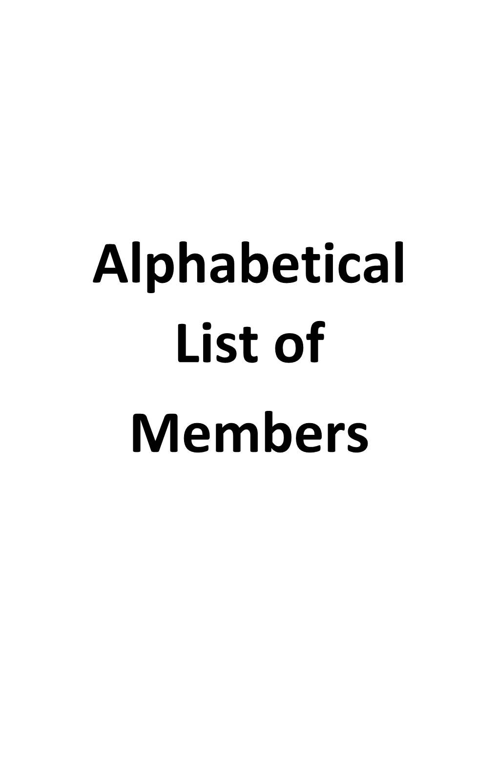 Alphabetical List of Members