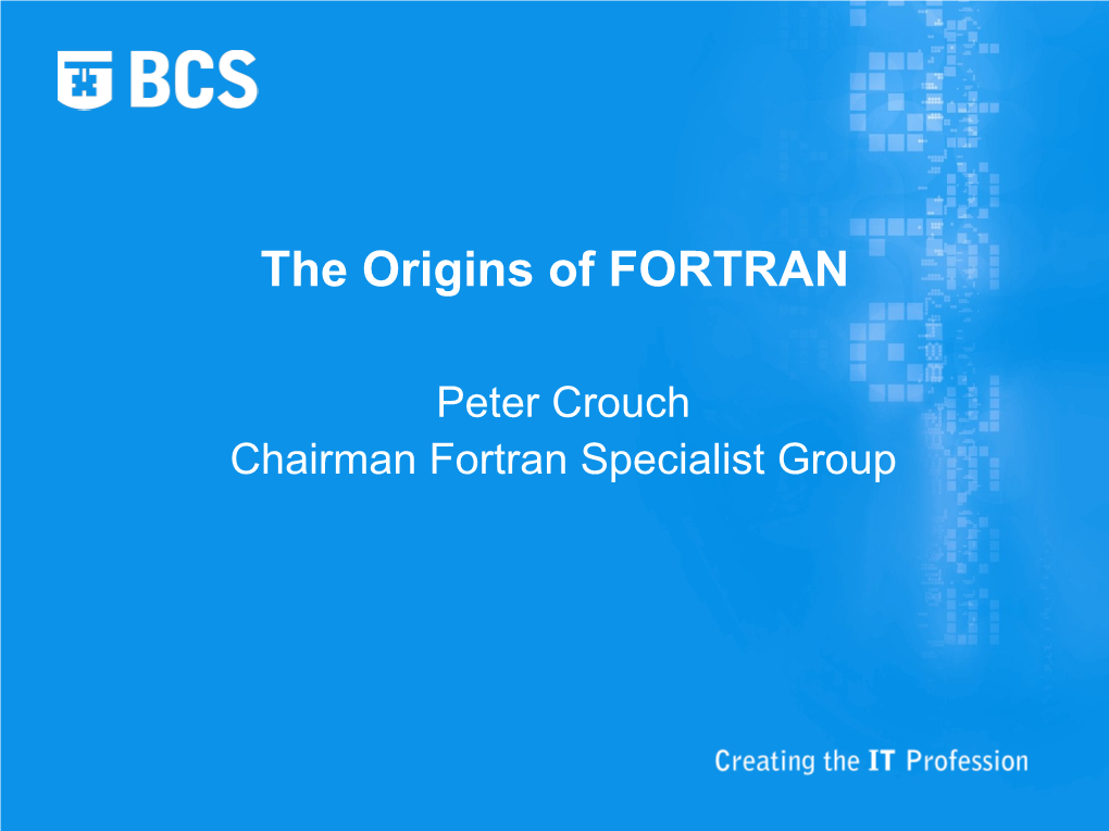The Origins of FORTRAN