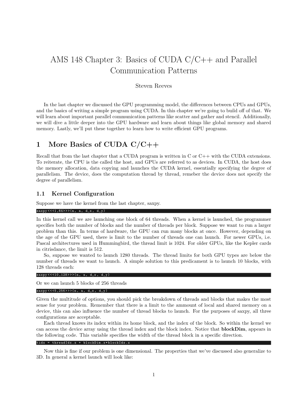 Basics of CUDA C/C++ and Parallel Communication Patterns