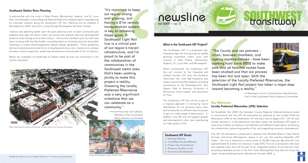 Newsline for Suburban Stations Along the Southwest LRT Line