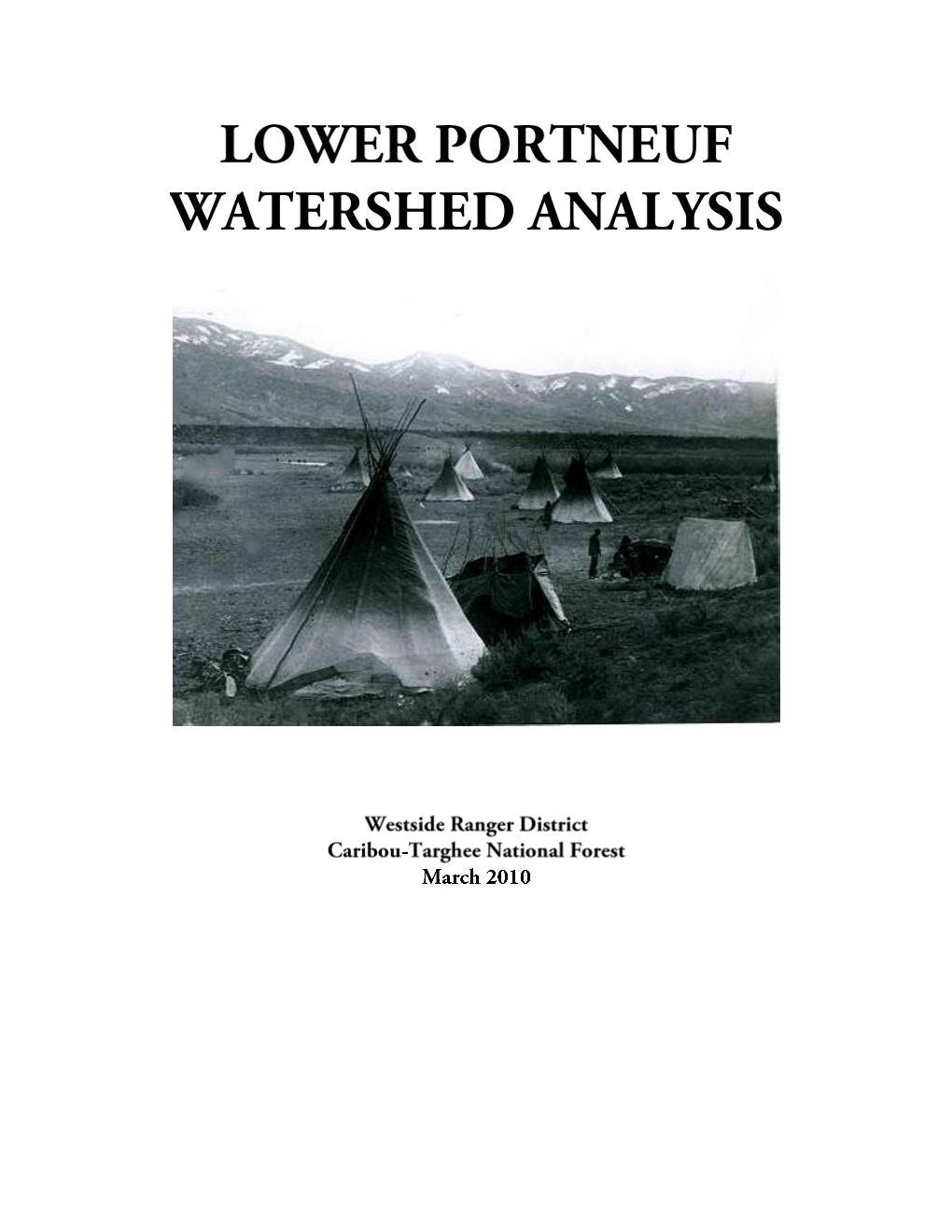 LOWER PORTNEUF WATERSHED ANALYSIS March 2010