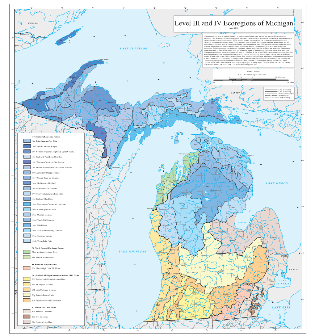 Level III and IV Ecoregions of Michigan June, 2010