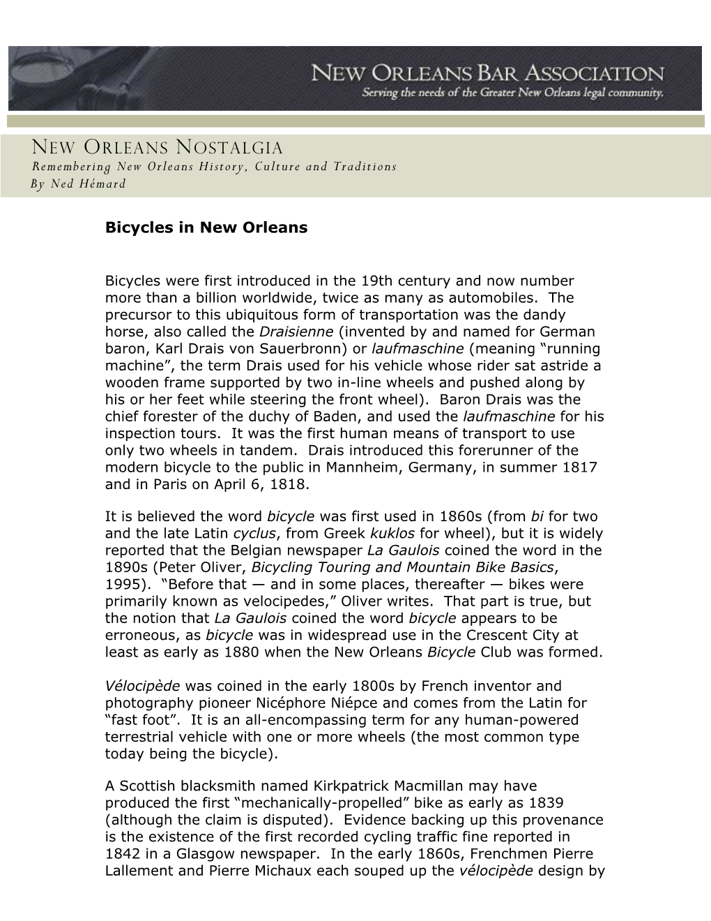 Bicycles in New Orleans