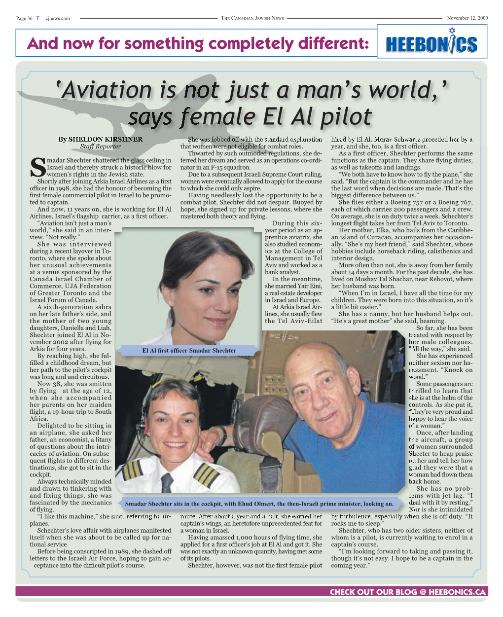 Says Female El Al Pilot by SHELDON KIRSHNER She Was Fobbed Off with the Standard Explanation Hired by El Al