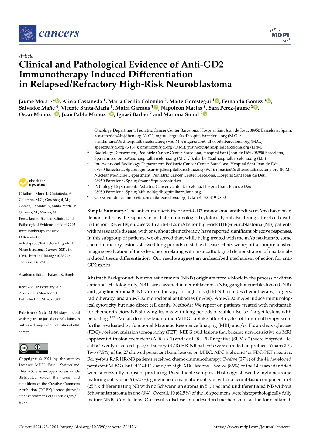 Clinical and Pathological Evidence of Anti-GD2 Immunotherapy Induced Differentiation in Relapsed/Refractory High-Risk Neuroblastoma