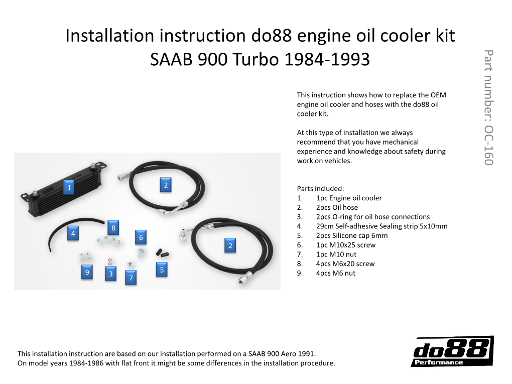 Installation Instruction Do88 Oil Cooler Kit