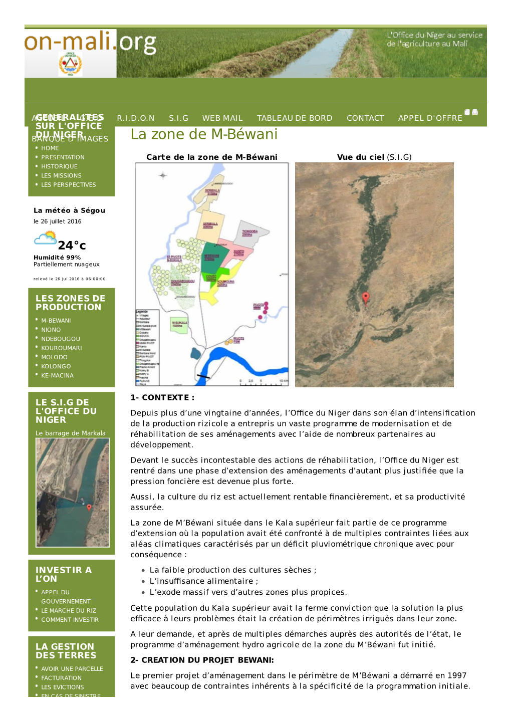 La Zone De M-Béwani HOME PRESENTATION Carte De La Zone De M-Béwani Vue Du Ciel (S.I.G) HISTORIQUE LES MISSIONS LES PERSPECTIVES