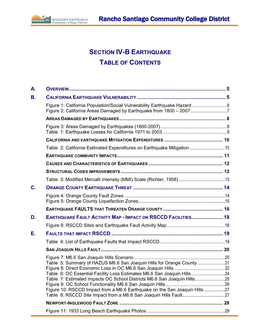 IV-B. Earthquake Page 5 of 83 Rancho Santiago Community College District