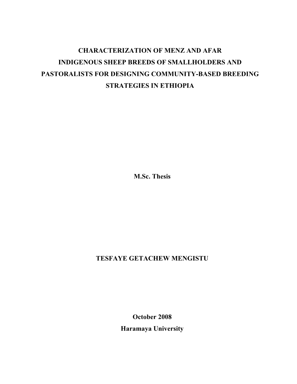 Tesfaye Getachew Msc Thesis Animal Genetics and Breeding Oct 2008