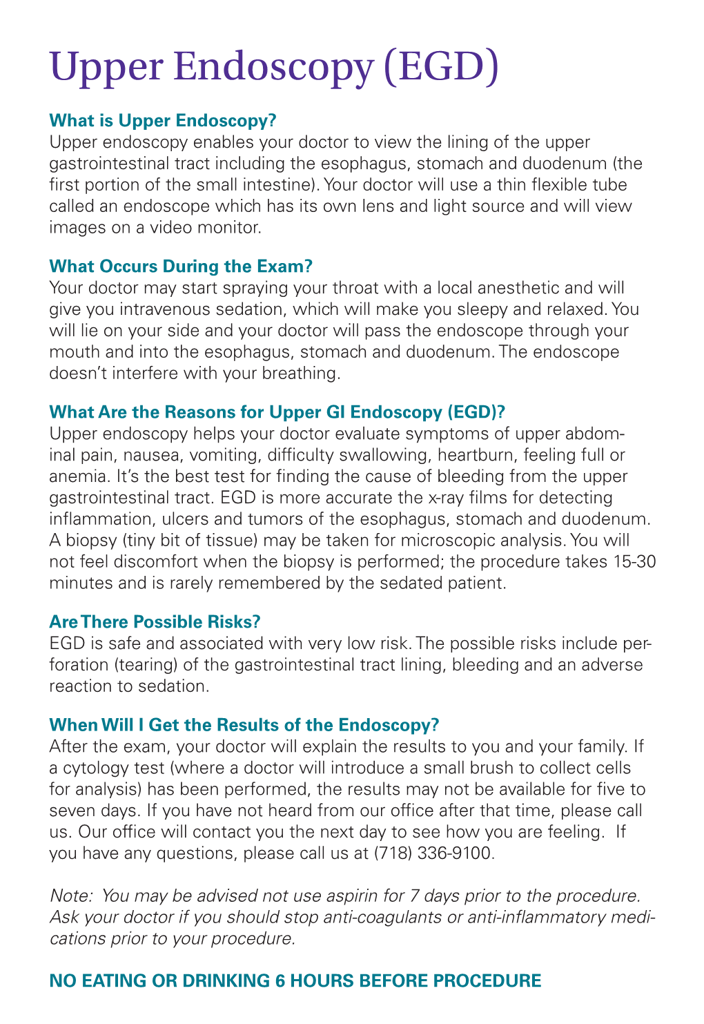 Upper Endoscopy (EGD)