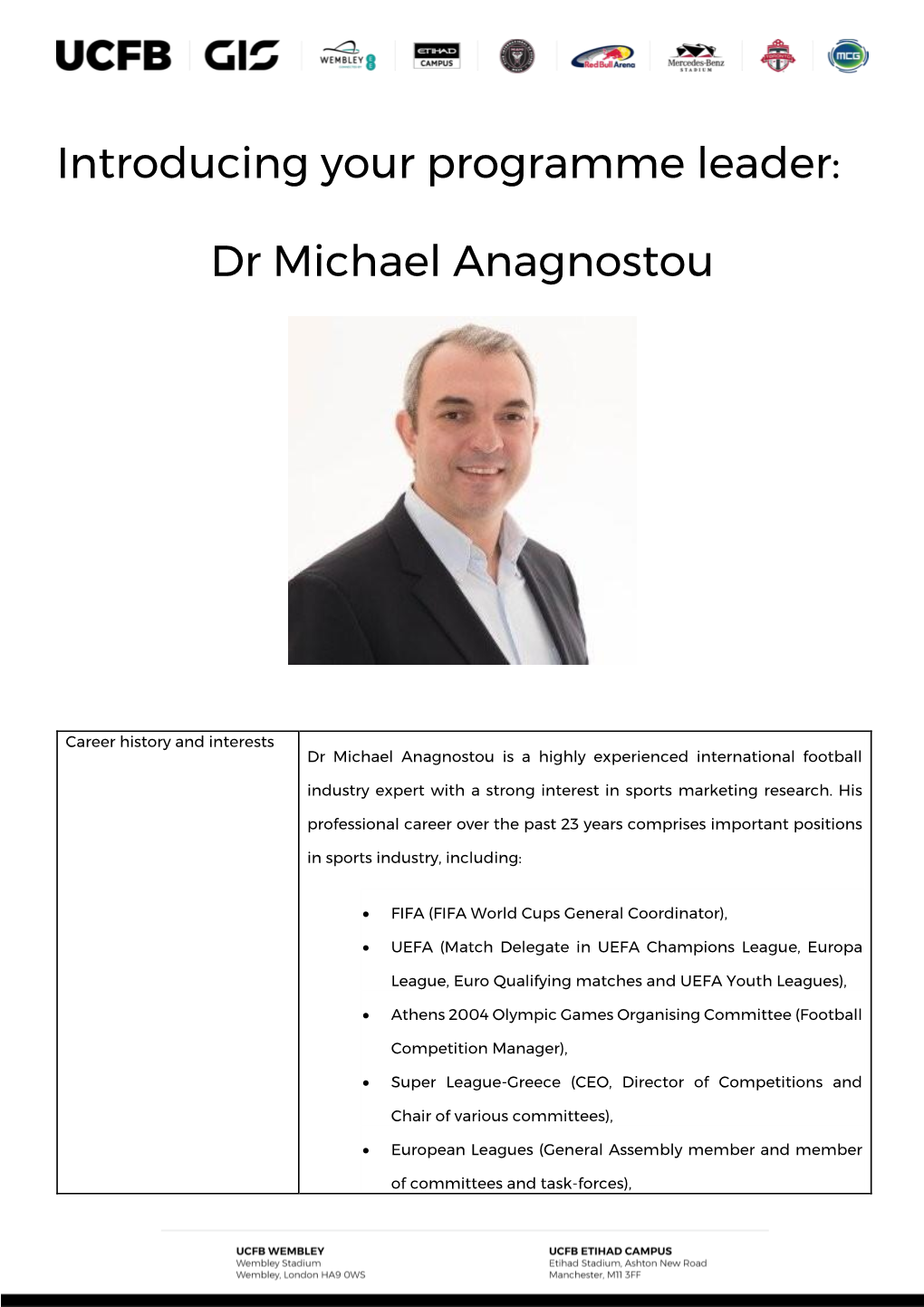 Introducing Your Programme Leader: Dr Michael Anagnostou
