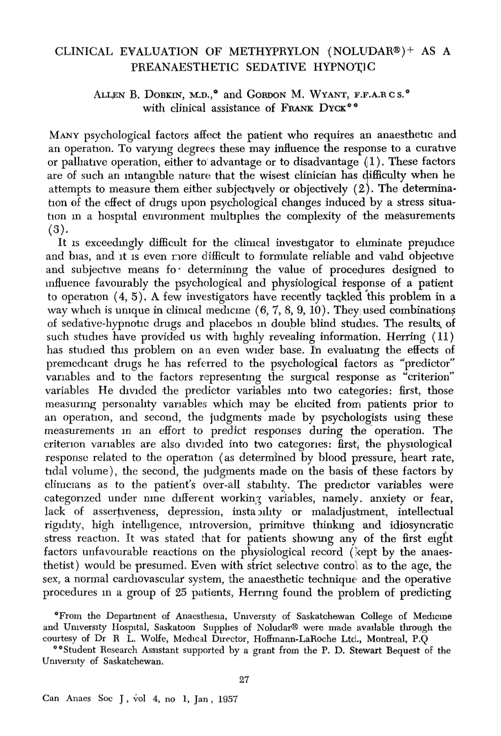 Clinical Evaluation of Methyprylon (Noludar®) + As A