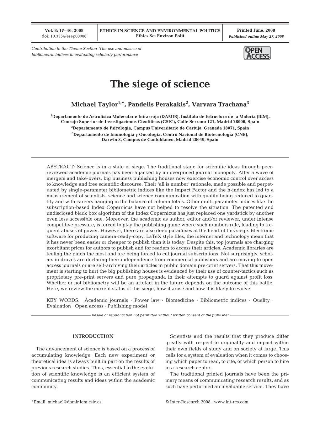 The Siege of Science