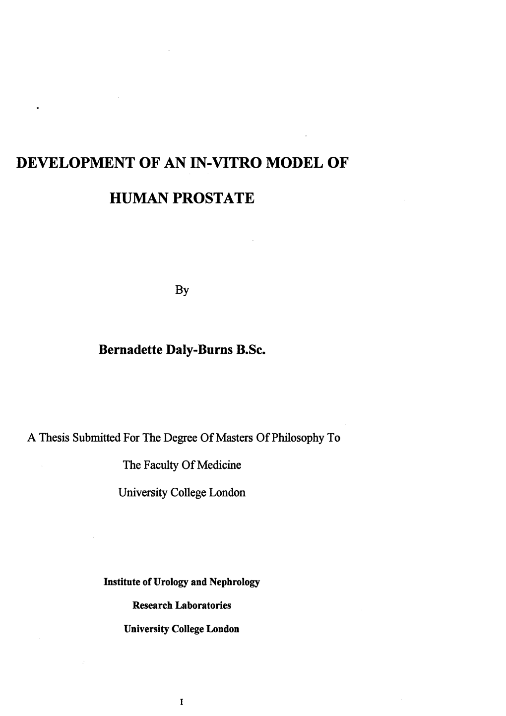 Development of an In-Vitro Model of Human Prostate