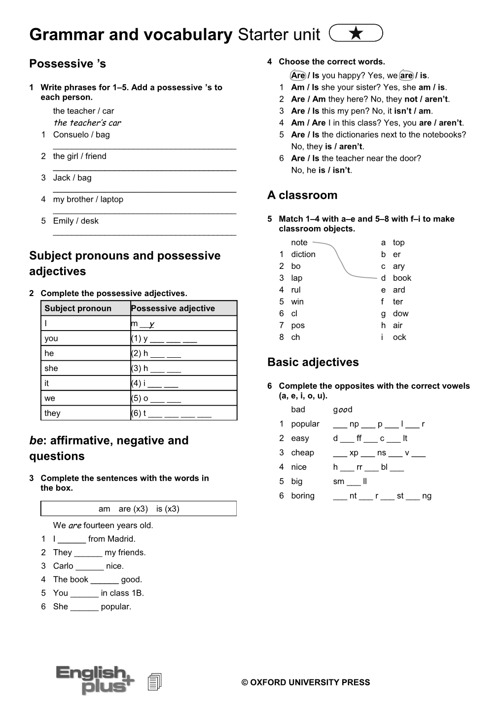 1 Write Phrases for 1 5. Add a Possessive S to Each Person