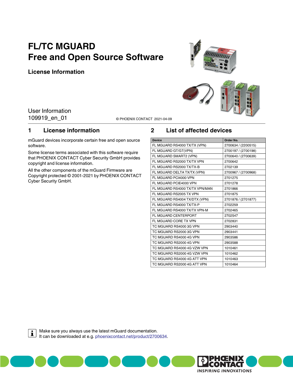 FL/TC MGUARD Free and Open Source Software