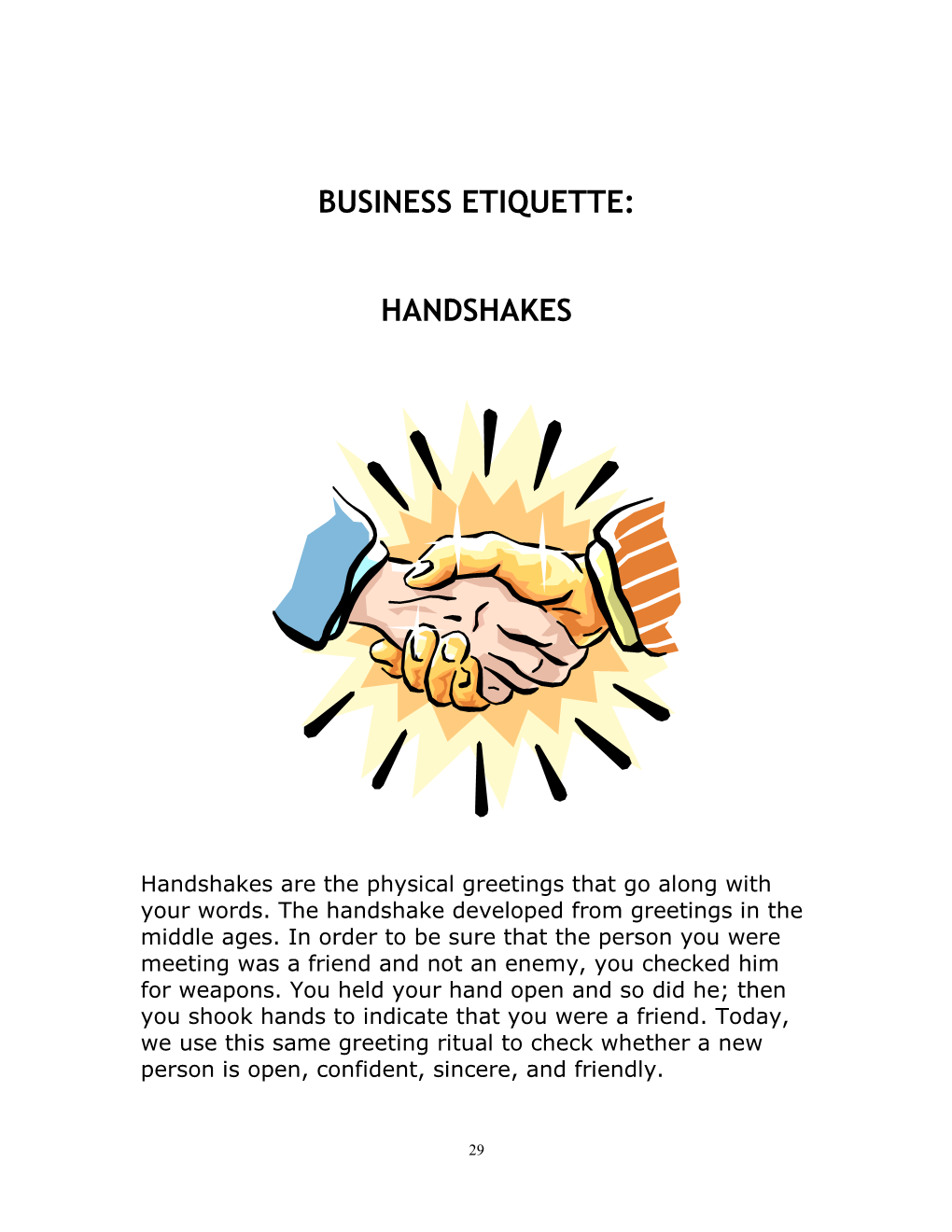 Business Etiquette: Handshakes