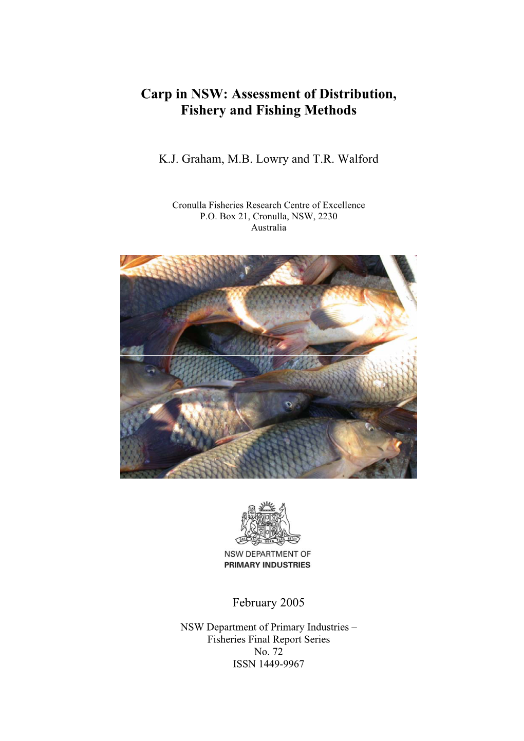 Carp in NSW: Assessment of Distribution, Fishery and Fishing Methods