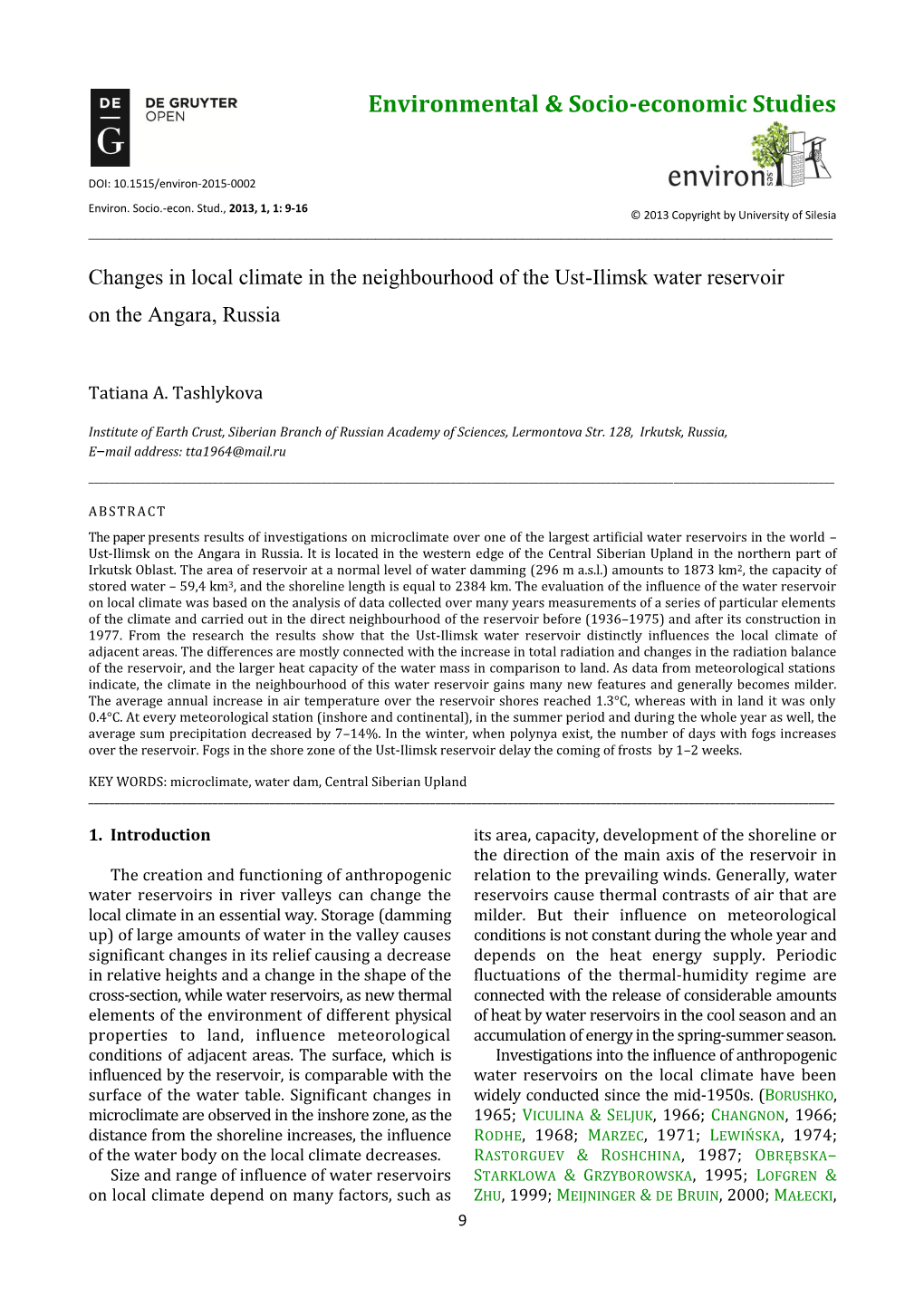 Environmental & Socio-Economic Studies