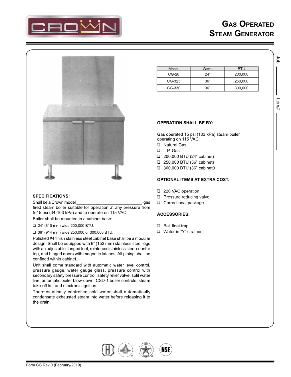 Gas Operated Steam Generator