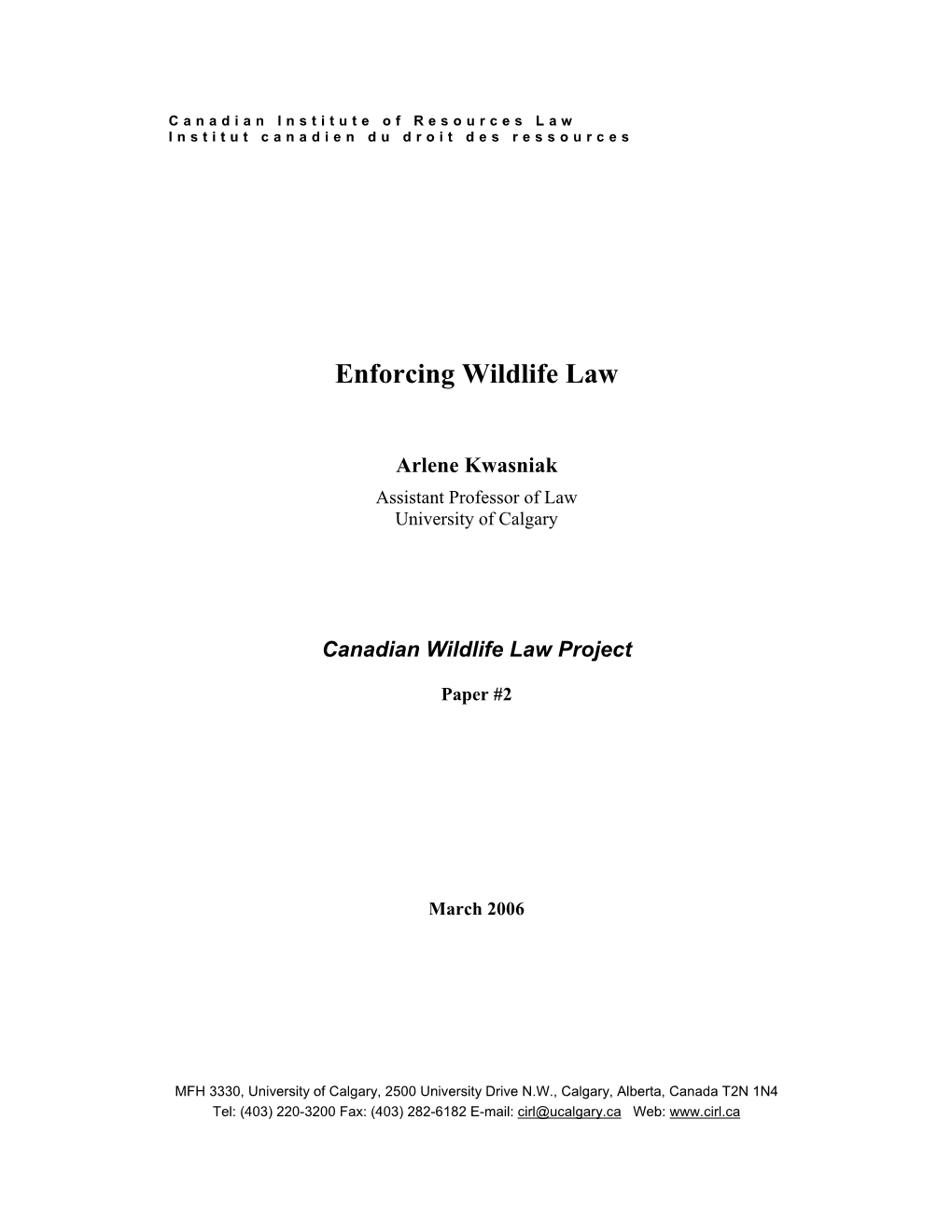 Enforcing Wildlife Law