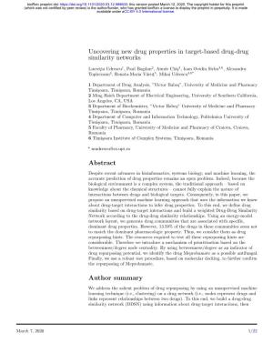 Uncovering New Drug Properties in Target-Based Drug-Drug Similarity Networks