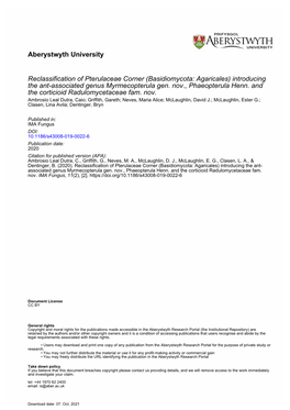 Basidiomycota: Agaricales) Introducing the Ant-Associated Genus Myrmecopterula Gen