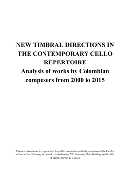 Analysis of Works by Colombian Composers from 2000 to 2015