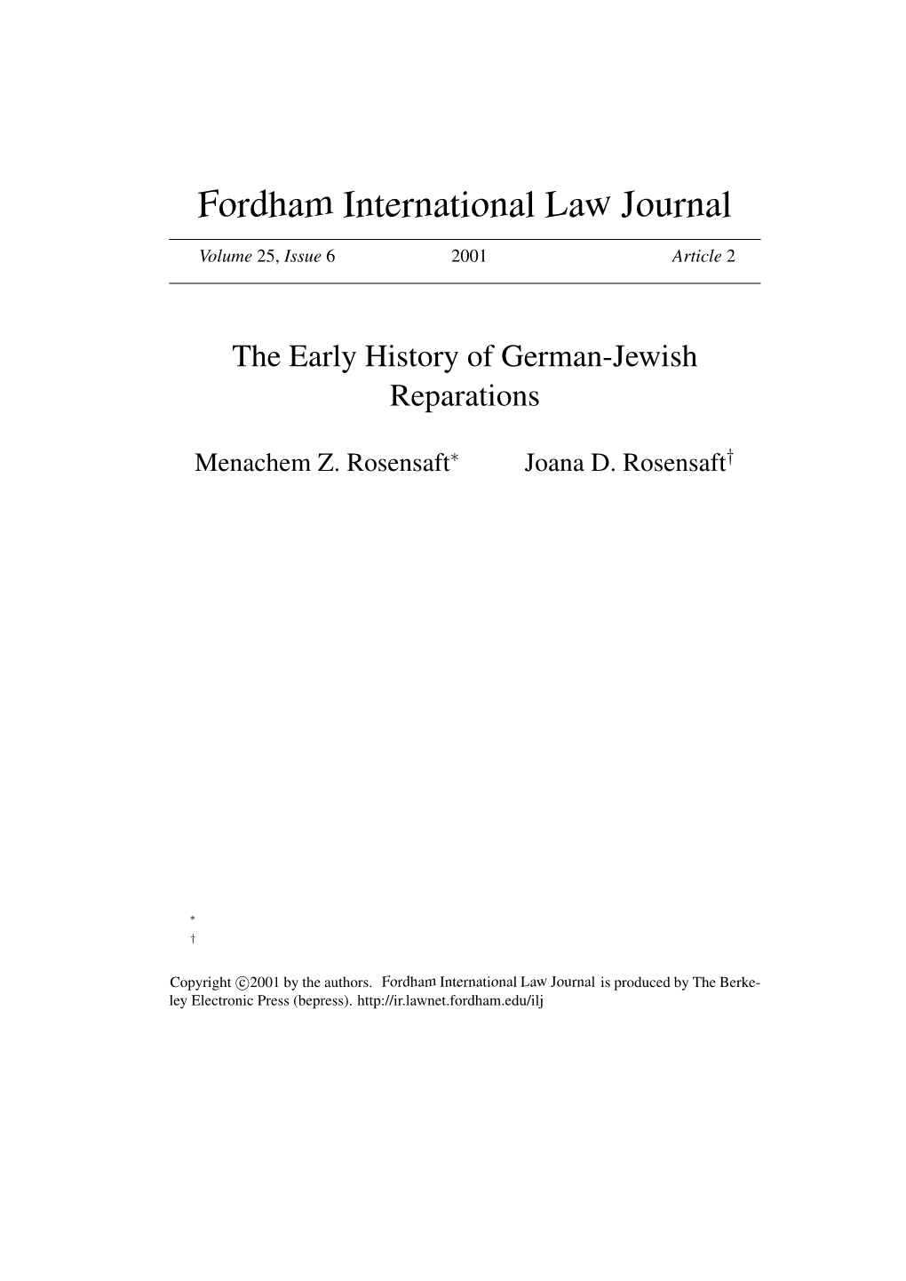 The Early History of German-Jewish Reparations