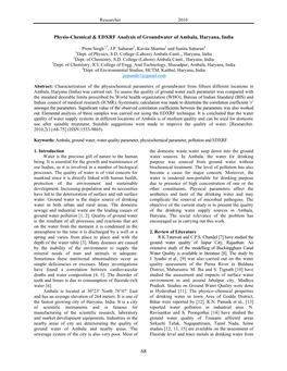 Physio-Chemical & EDXRF Analysis of Groundwater of Ambala, Haryana