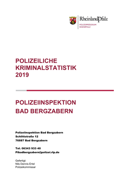 Polizeiliche Kriminalstatistik 2019 Polizeiinspektion Bad