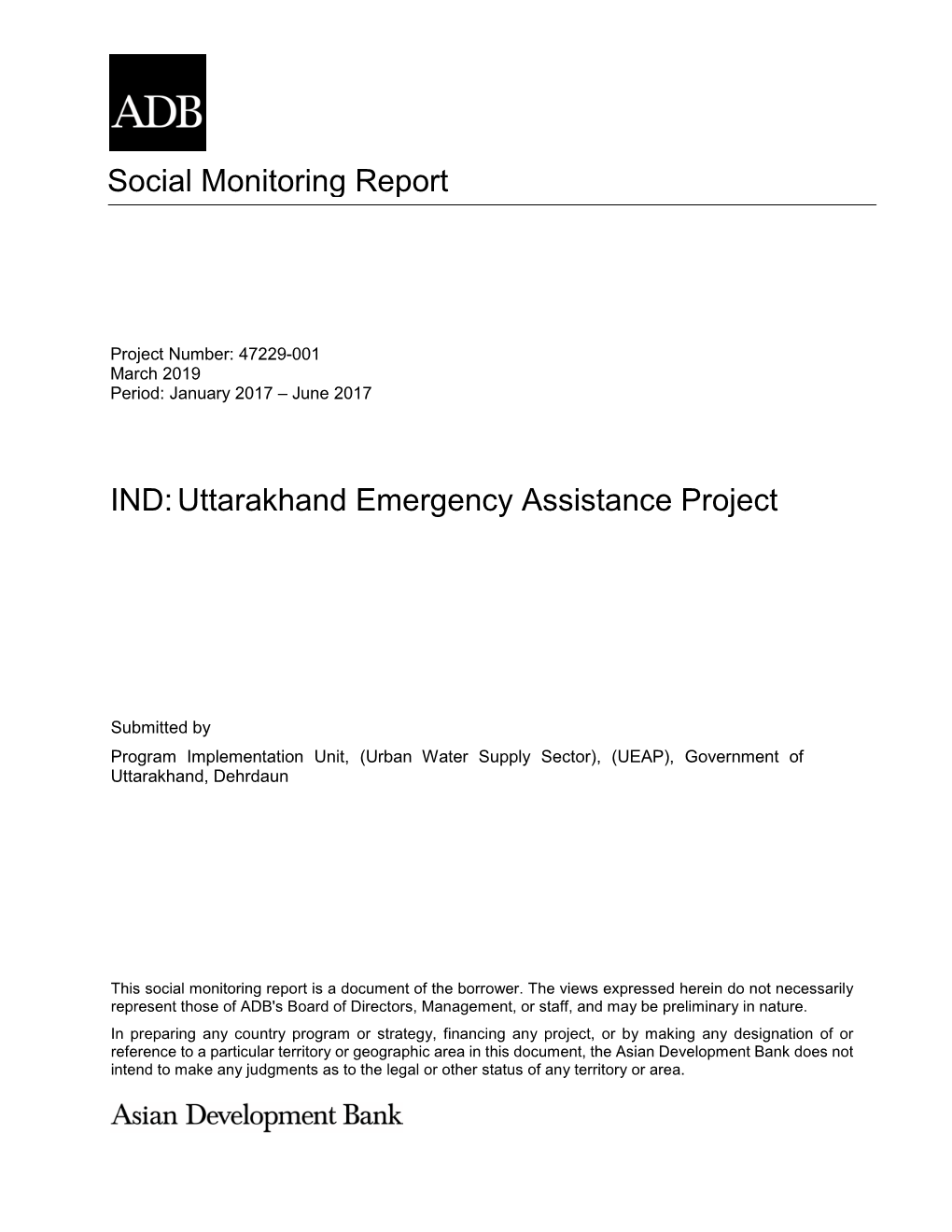 47229-001: Uttarakhand Emergency Assistance Project