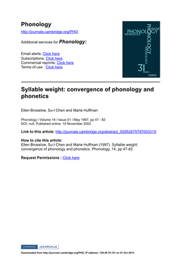 Phonology Syllable Weight
