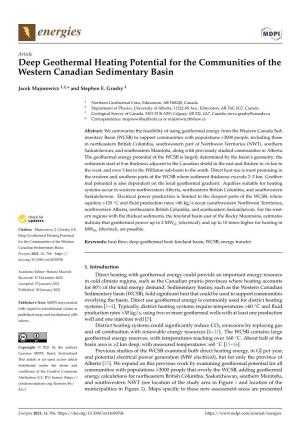 Deep Geothermal Heating Potential for the Communities of the Western Canadian Sedimentary Basin