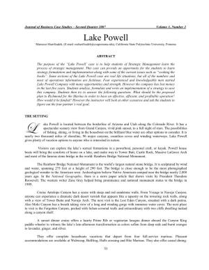 Lake Powell Mansour Sharifzadeh, (E-Mail: Msharifzadeh@Csupomona.Edu), California State Polytechnic University, Pomona