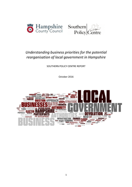 Understanding Business Priorities for the Potential Reorganisation of Local Government in Hampshire